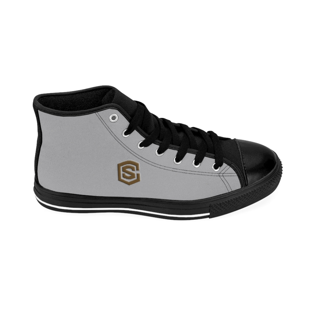 grey Men's High-top Sneakers Brown logo