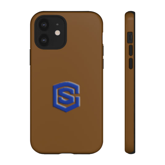 Brown Tough Cases Blue Logo
