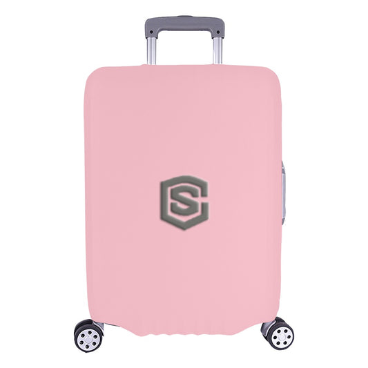 PINK LUGGAGE COVER WITH GRAY LOGO Luggage Cover (Large Size) (26"-28")