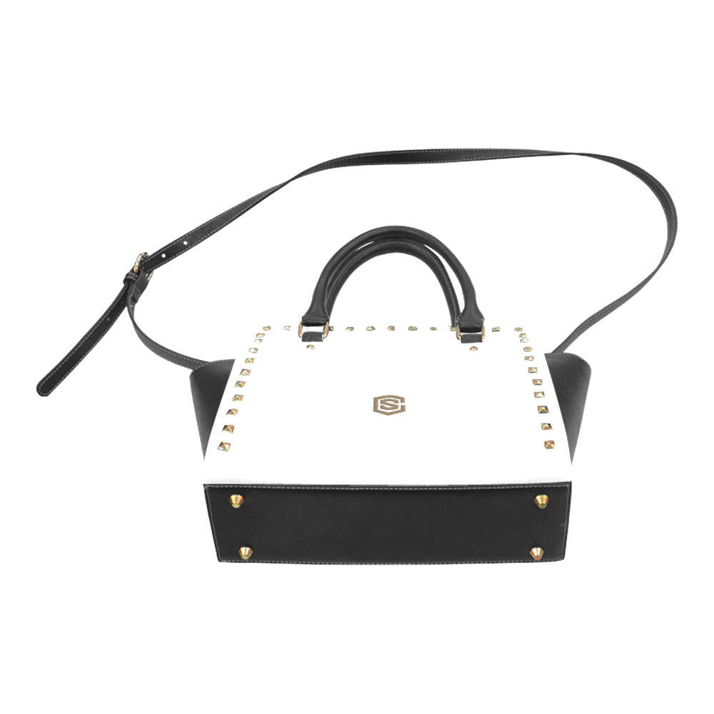 WHITE RIVET SHOULDER HANDBAG brown logo Rivet Shoulder Handbag (Model 1645)