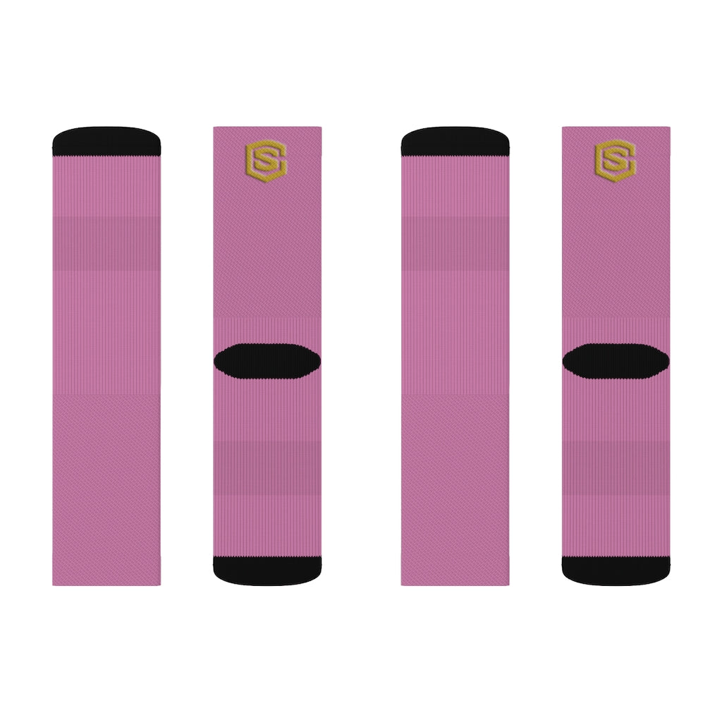 Pink Sublimation Socks Gold Logo