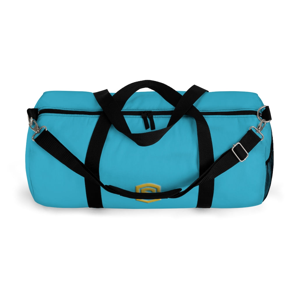 Blue Duffel Bag Gold Logo