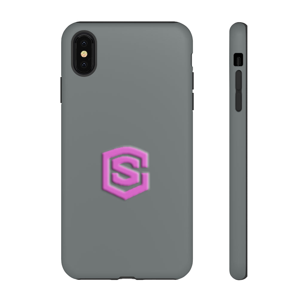 Grey Tough Cases Pink Logo