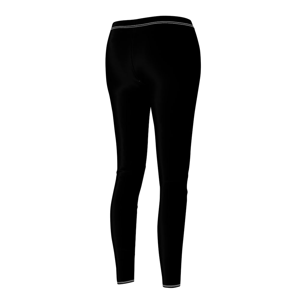 Black Women's Cut & Sew Casual Leggings White logo