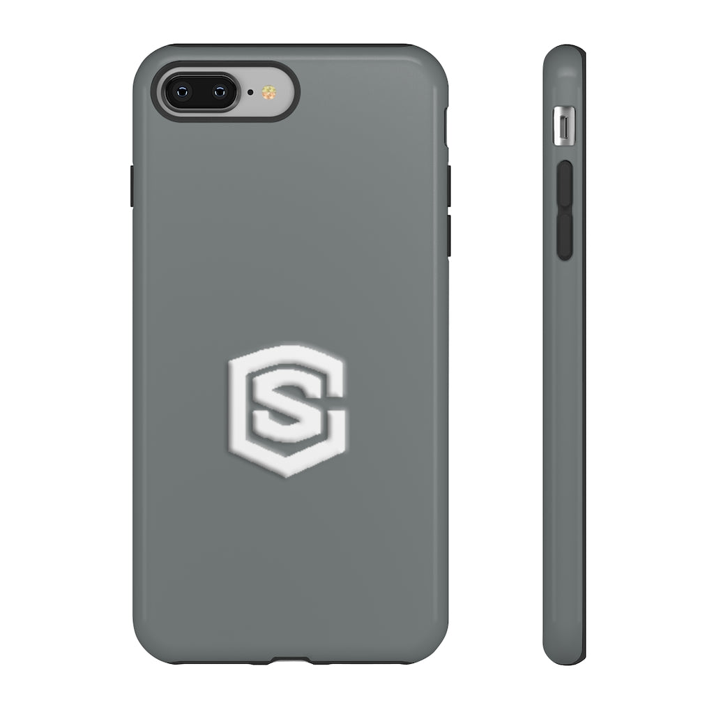 Grey Tough Cases White Logo