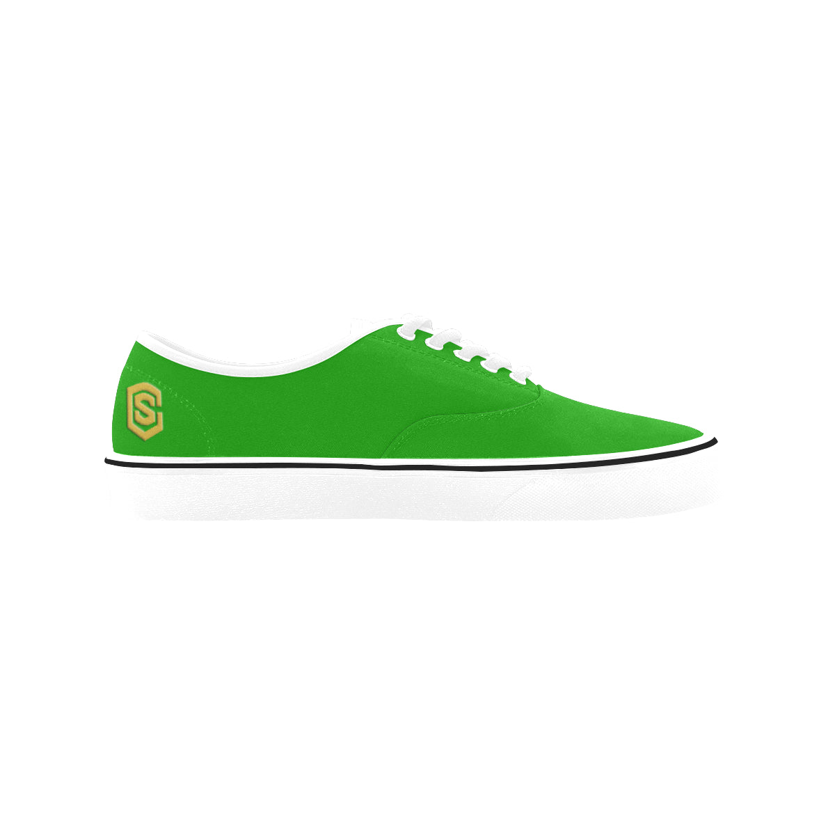 gold logo Classic Women's Canvas Low Top Shoes (Model E001-4)