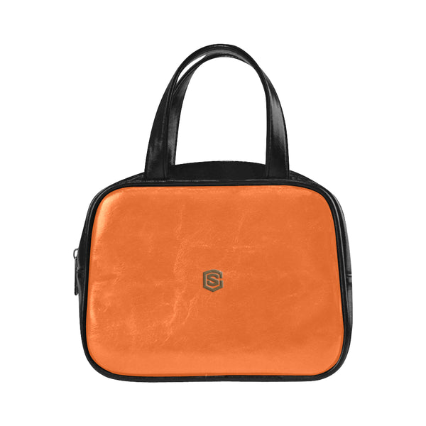 ORANGE LEATHER TOP HANDLE HANDBAG brown logo Leather Top Handle Handbag (Model 1662)