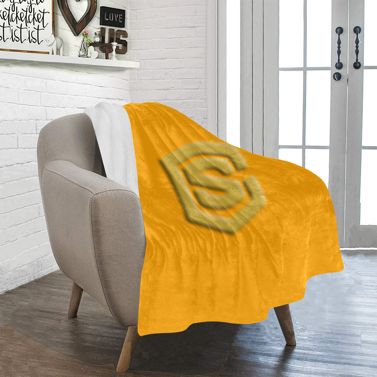 Orange Ultra-Soft Micro Fleece Blanket with Gold Logo Ultra-Soft Micro Fleece Blanket 30"x40"