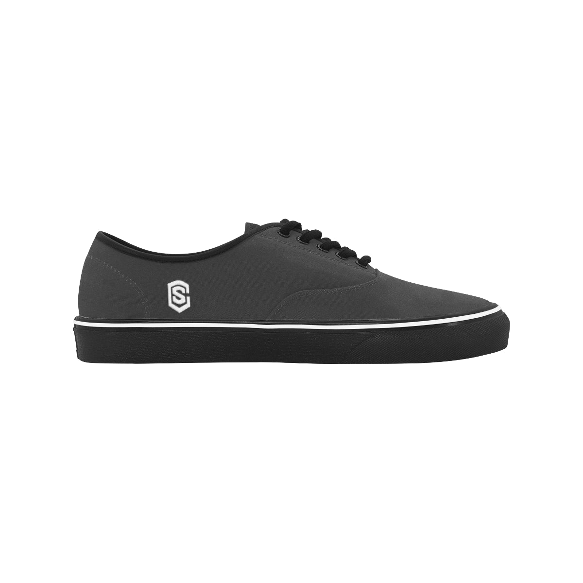 white logo Classic Men's Canvas Low Top Shoes/Large (Model E001-4)