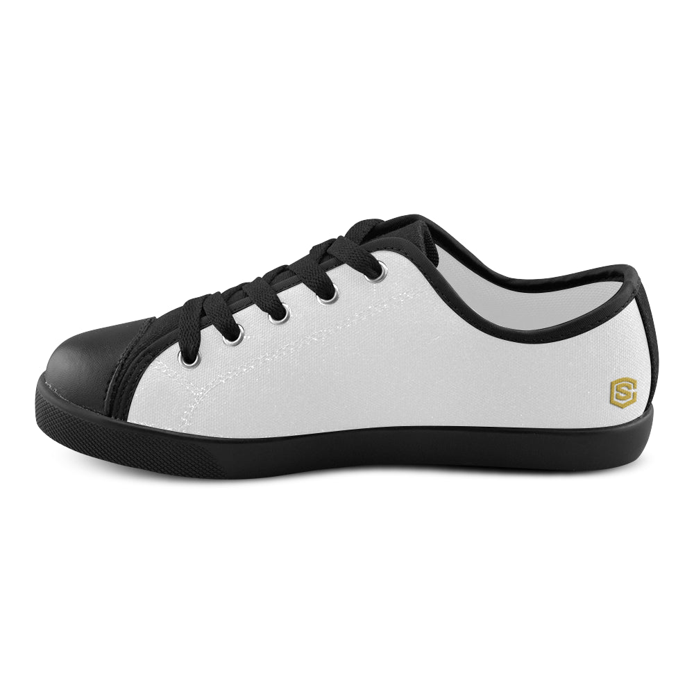 GRAY CANVAS KID SHOES gold logo Canvas Kid's Shoes (Model 016)