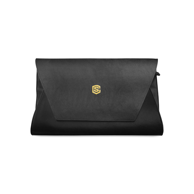 BLACK CLUTCH BAG gold logo Clutch Bag (Model 1630)