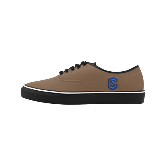 blue logo Classic Men's Canvas Low Top Shoes/Large (Model E001-4)