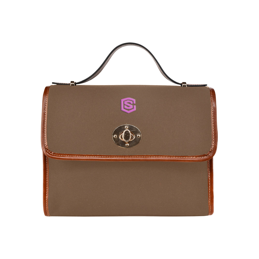 DARK ORANGE WATERPROOF CANVAS BAG PINK logo Waterproof Canvas Bag/All Over Print (Model 1641)