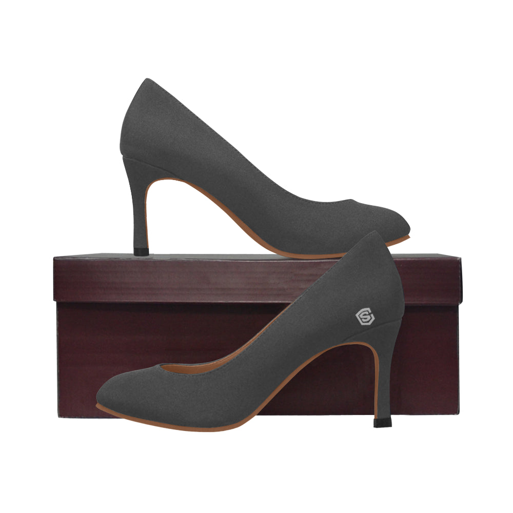 MAROON Women's High Heels silver logo Women's High Heels (Model 048)