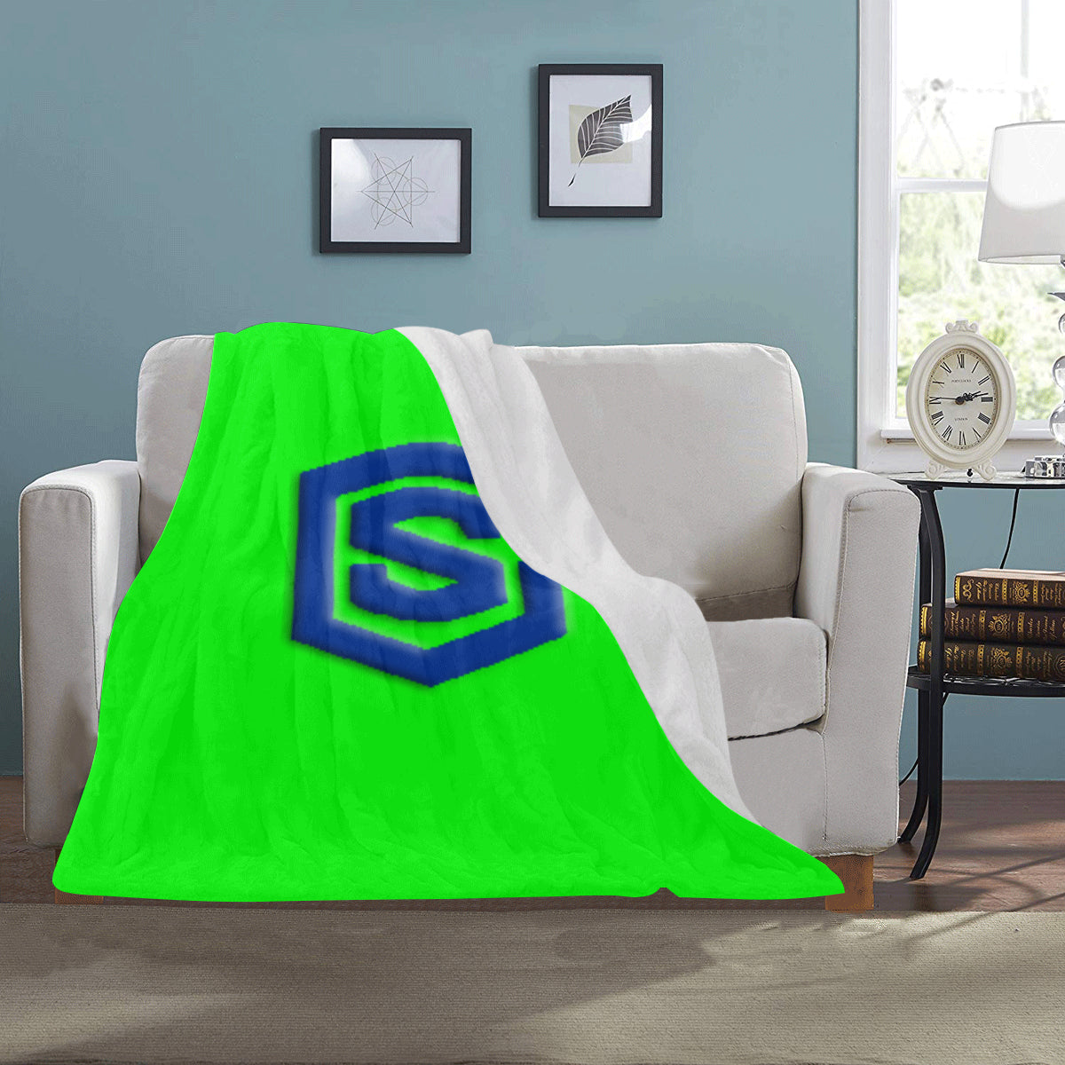 Green Ultra-Soft Micro Fleece Blanket with Blue Logo Ultra-Soft Micro Fleece Blanket 30"x40"