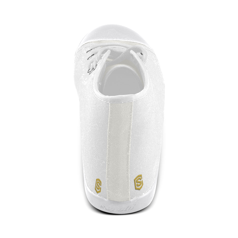 GRAY CANVAS KID SHOES gold logo High Top Canvas Kid's Shoes (Model 002)