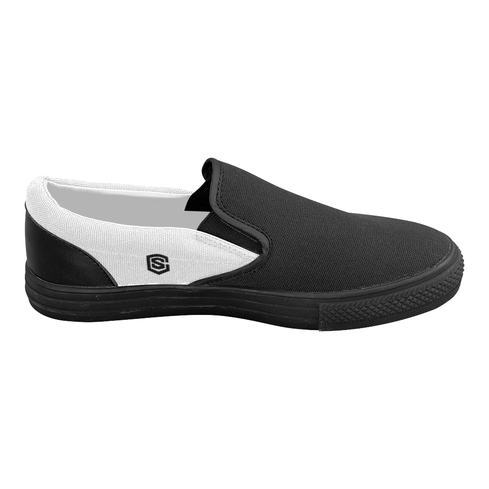 black logo Women's Slip-on Canvas Shoes (Model 019)