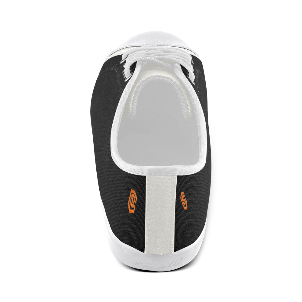 Orange Logo Men's Canvas Shoes (Model 016)