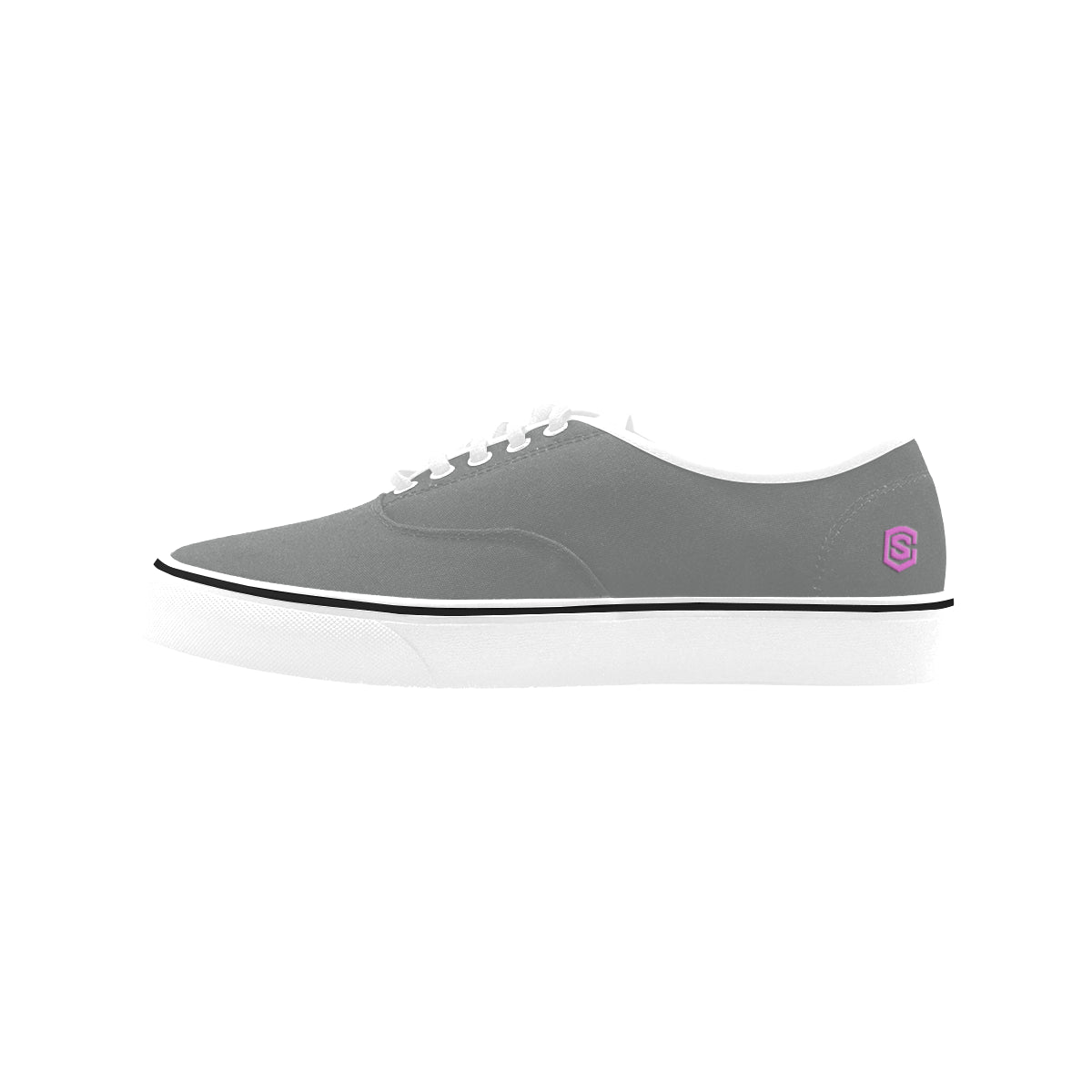 pink logo Classic Women's Canvas Low Top Shoes (Model E001-4)