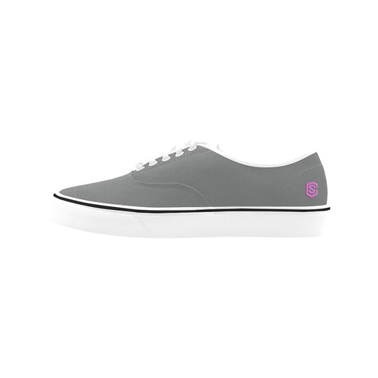 pink logo Classic Women's Canvas Low Top Shoes (Model E001-4)