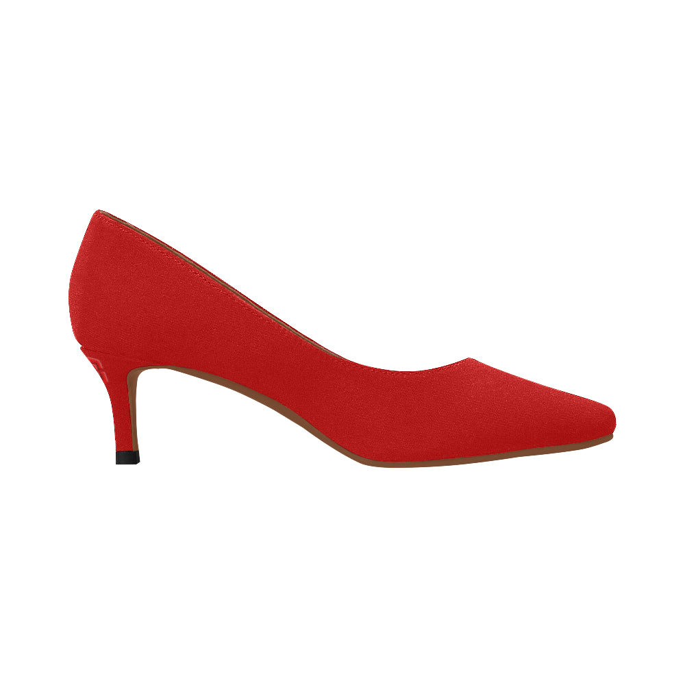 RED Women's Pointed Toe Low Heel Pumps red logo Women's Pointed Toe Low Heel Pumps (Model 053)
