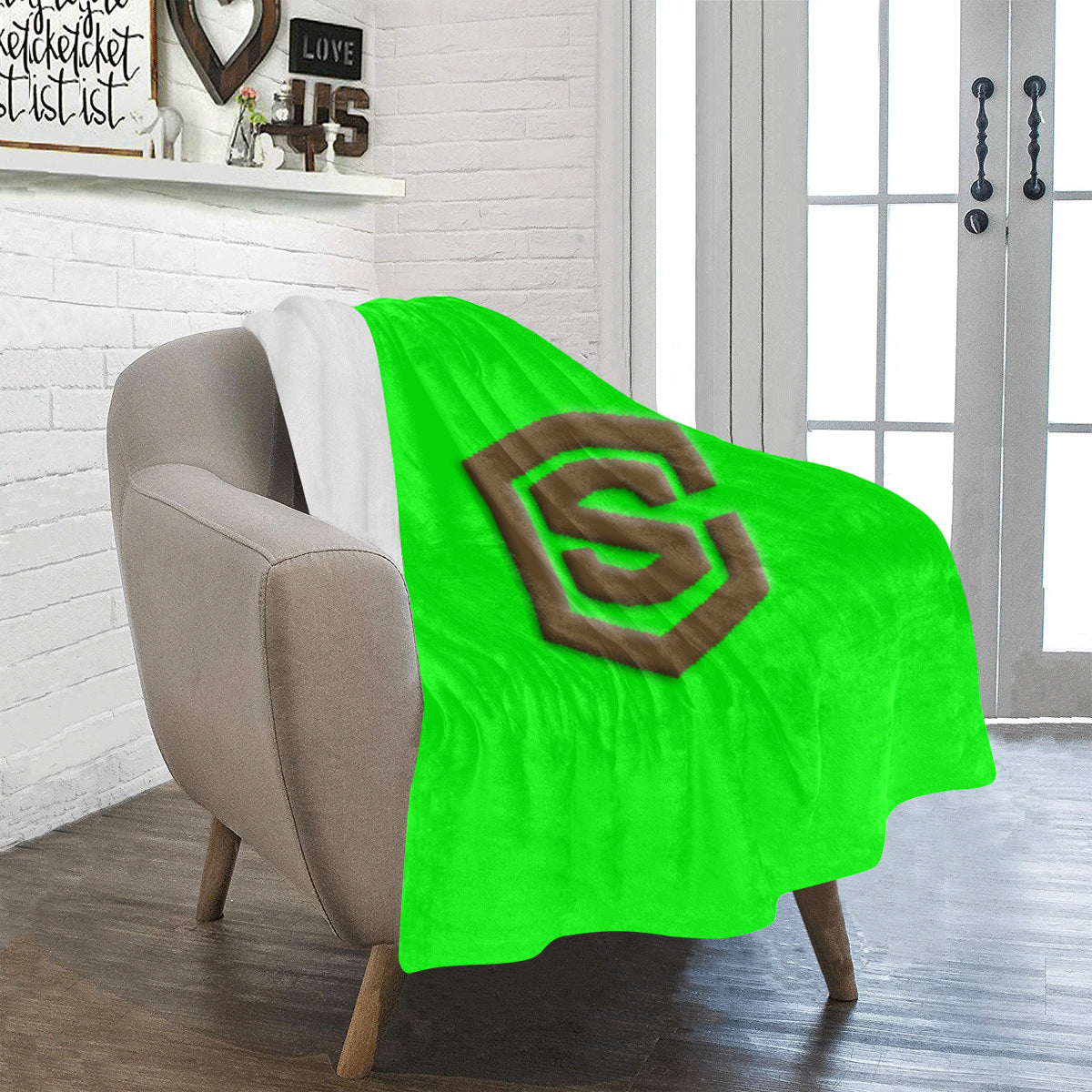 Green Ultra-Soft Micro Fleece Blanket with Brown Logo Ultra-Soft Micro Fleece Blanket 30"x40"