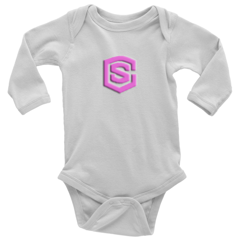 Long Sleeve Baby Bodysuit WITH PINK LOGO