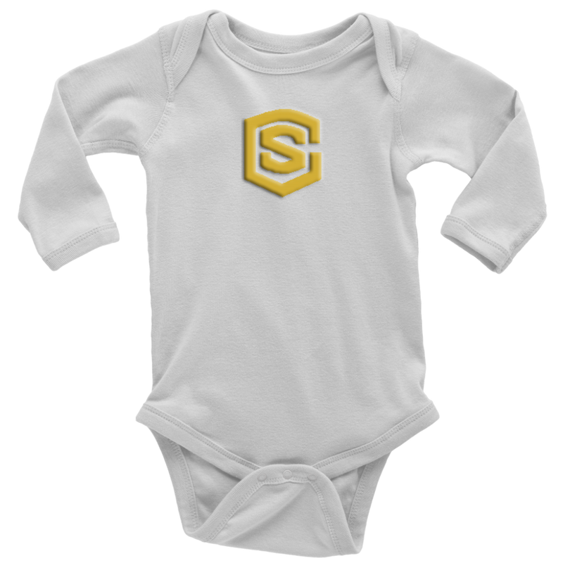 Long Sleeve Baby Bodysuit WITH GOLD LOGO