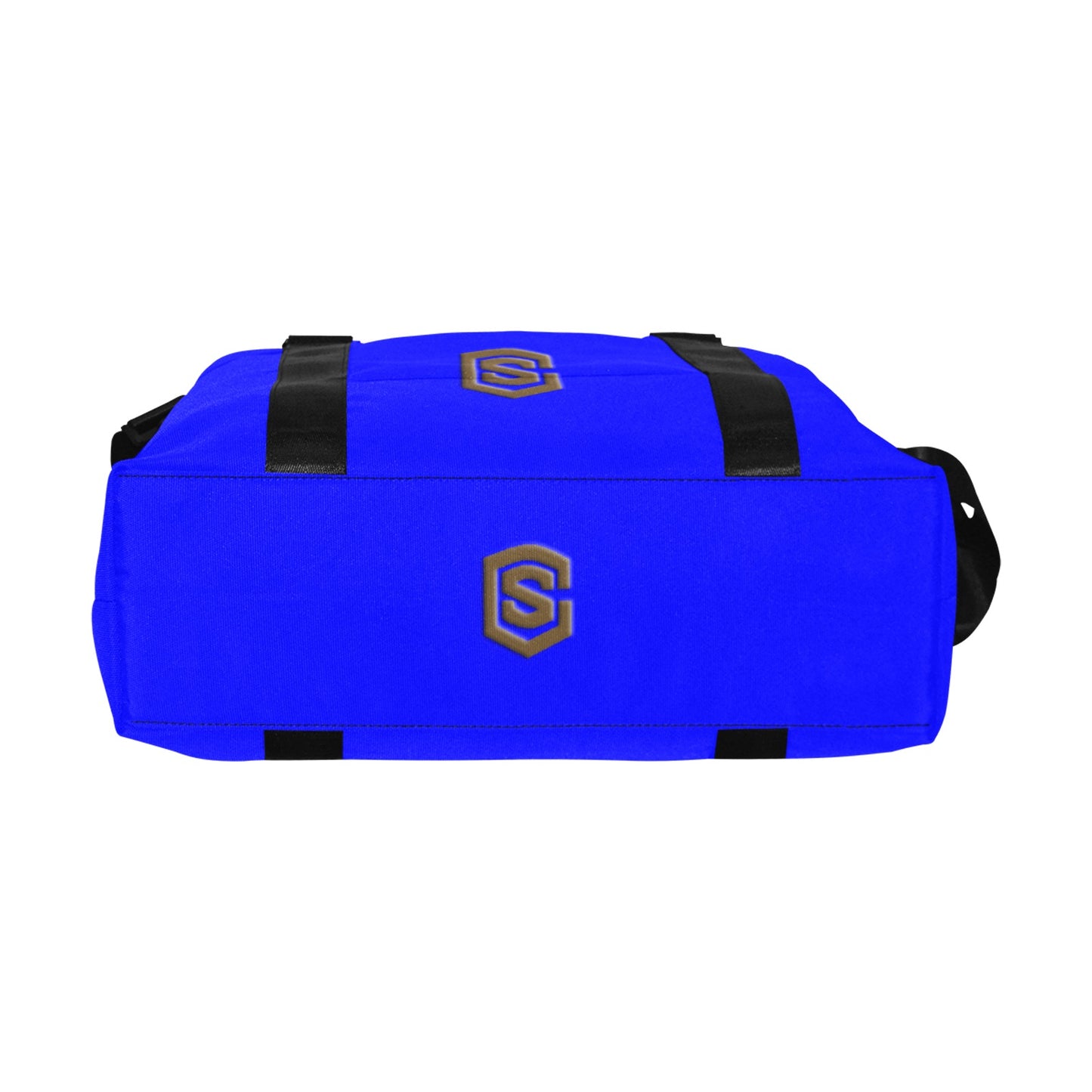 Blue Large Capacity Duffle Bag With Brown Logo Large Capacity Duffle Bag(Model1715)