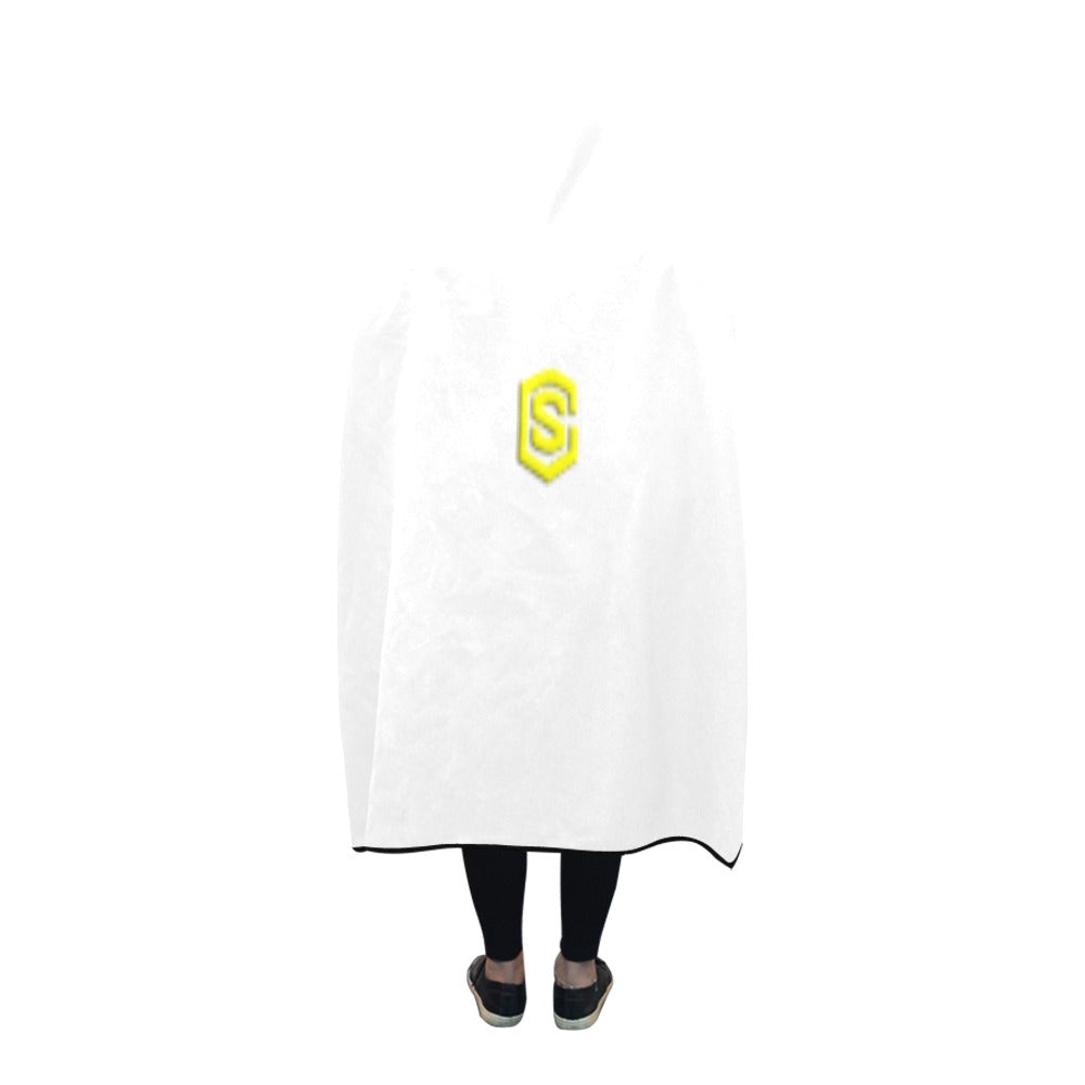 WHITE Hooded Blanket WHITH YELLOW  LOGO Hooded Blanket 80"x56"