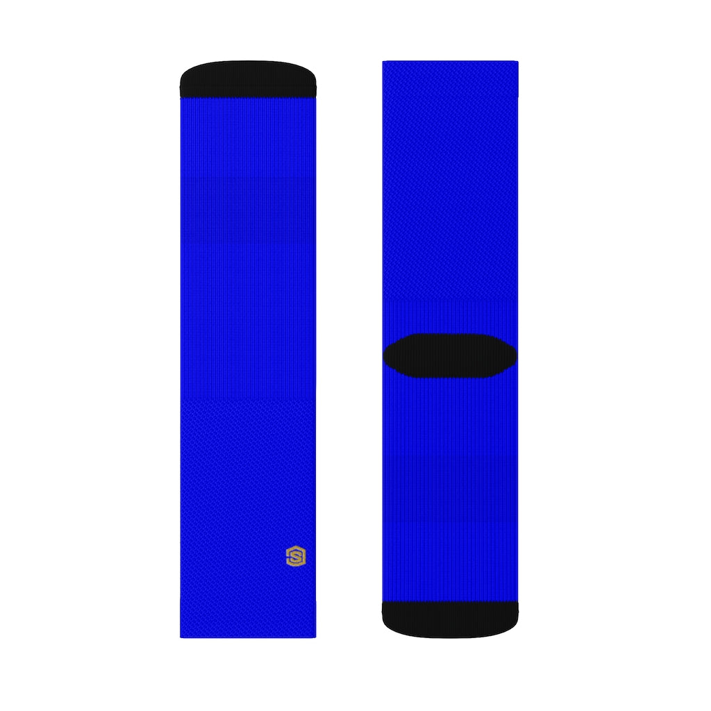 Blue Sublimation Socks with Gold Logo