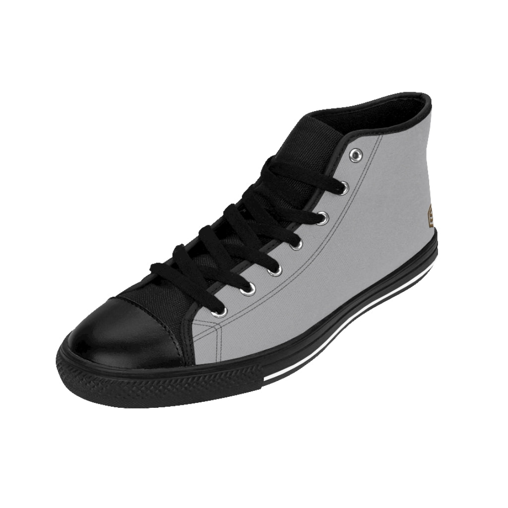 grey Women's High-top Sneakers brown logo