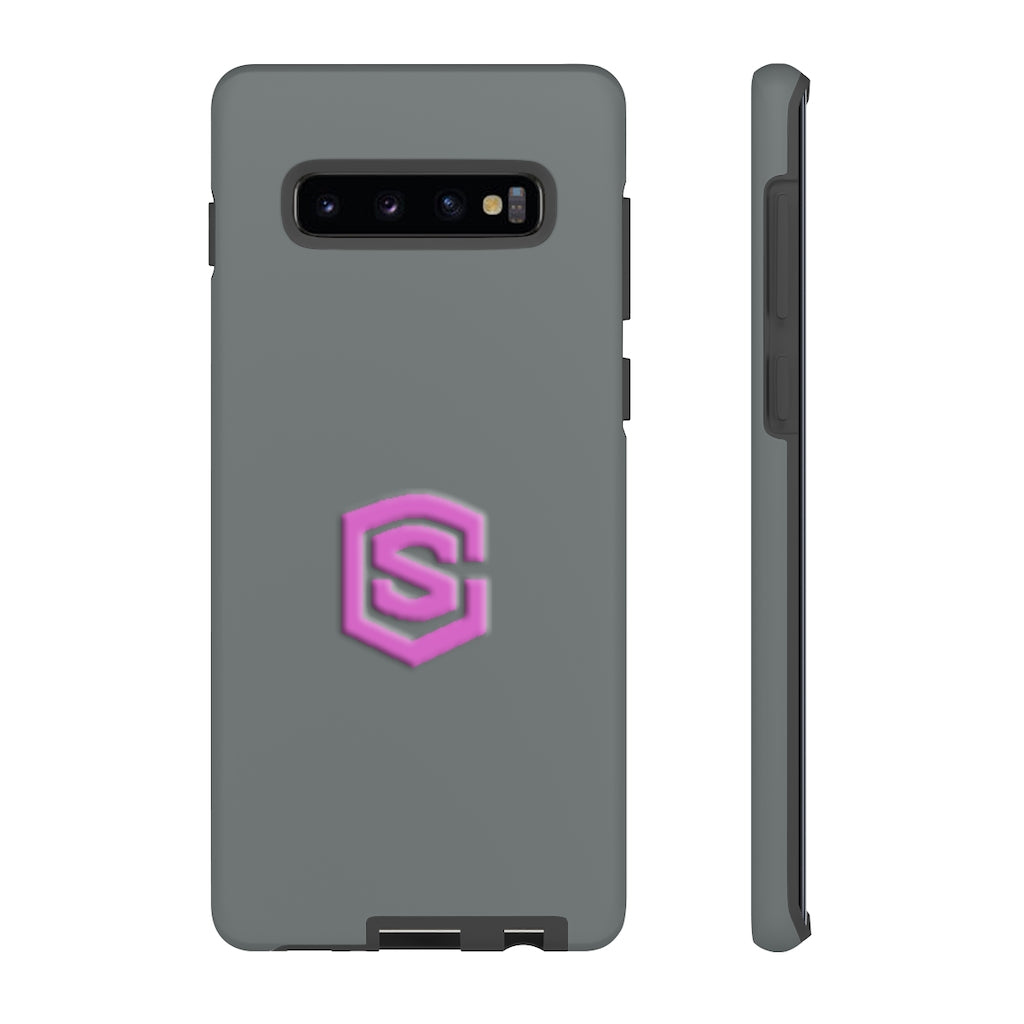 Grey Tough Cases Pink Logo