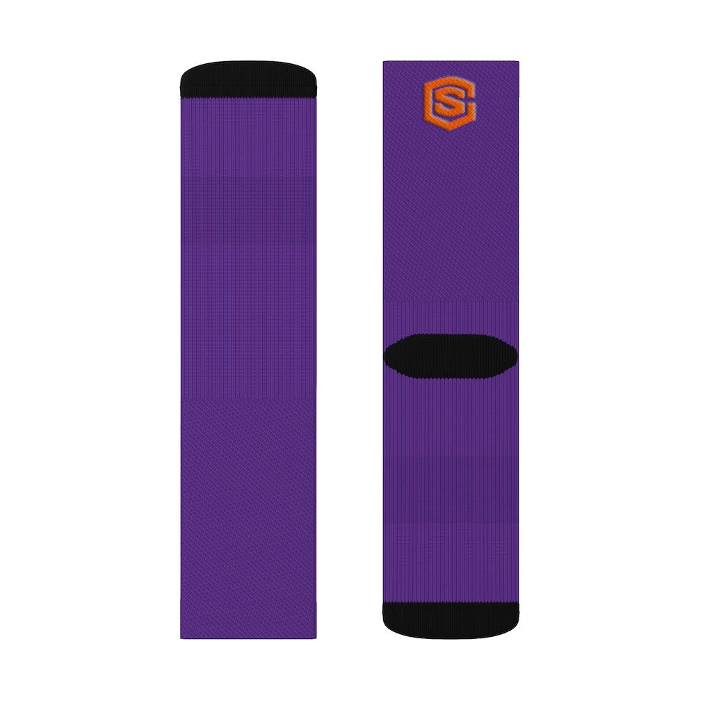 Purple Sublimation Socks Orange Logo