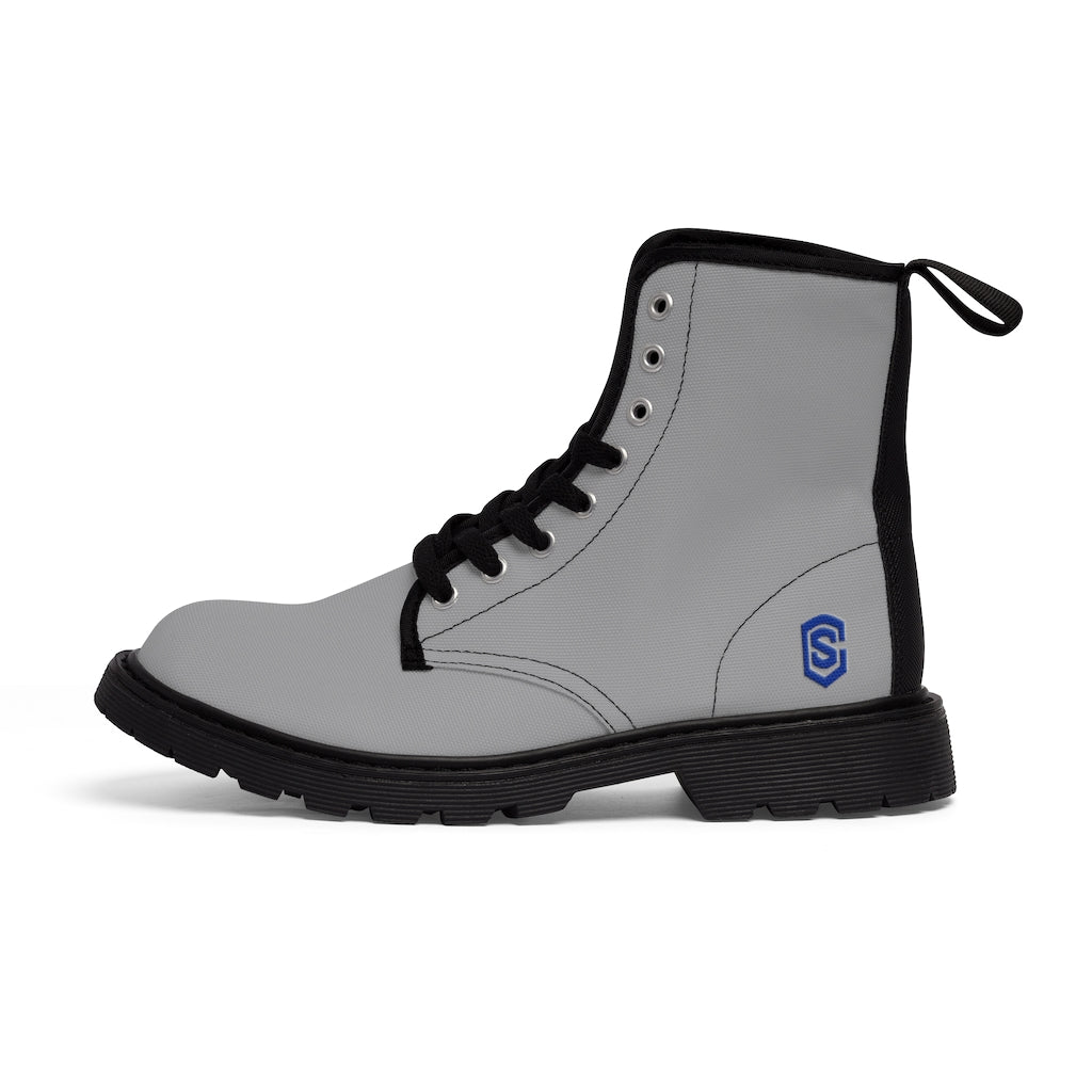 Grey Men's Canvas Boots Blue Logo