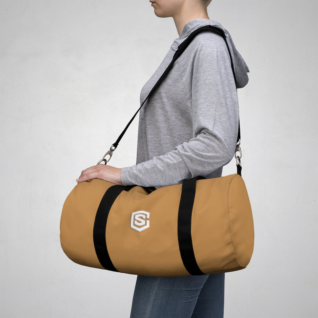Brown Duffel Bag White Logo