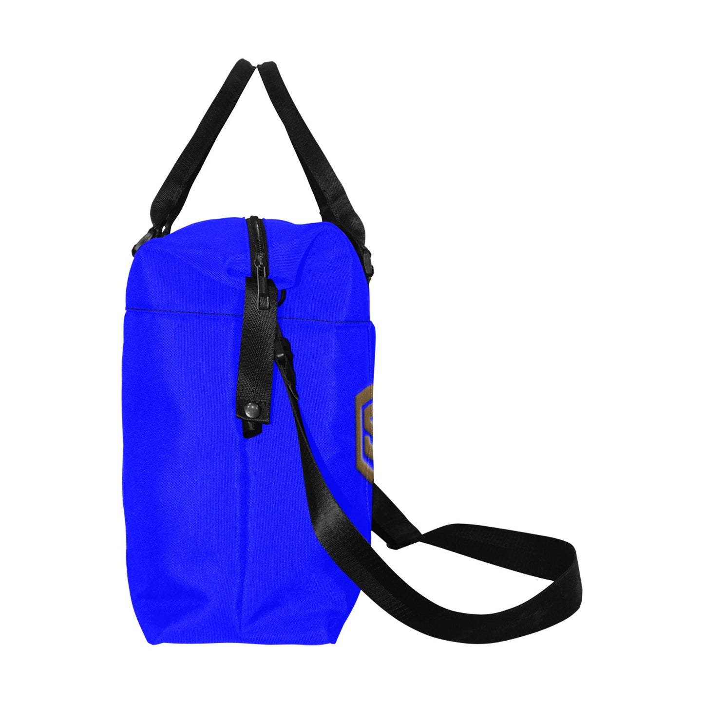 Blue Large Capacity Duffle Bag With Brown Logo Large Capacity Duffle Bag(Model1715)