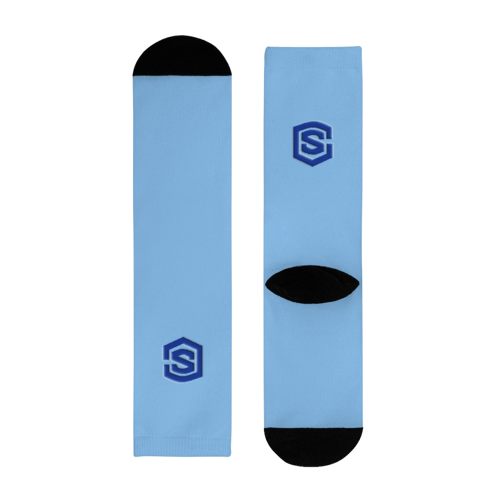 blue Sublimation Crew Socks (EU) Blue Logo