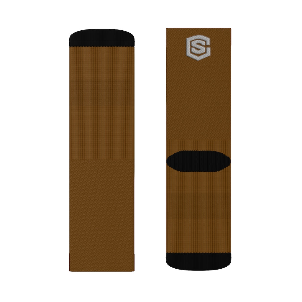 Brown  Sublimation Socks Silver Logo