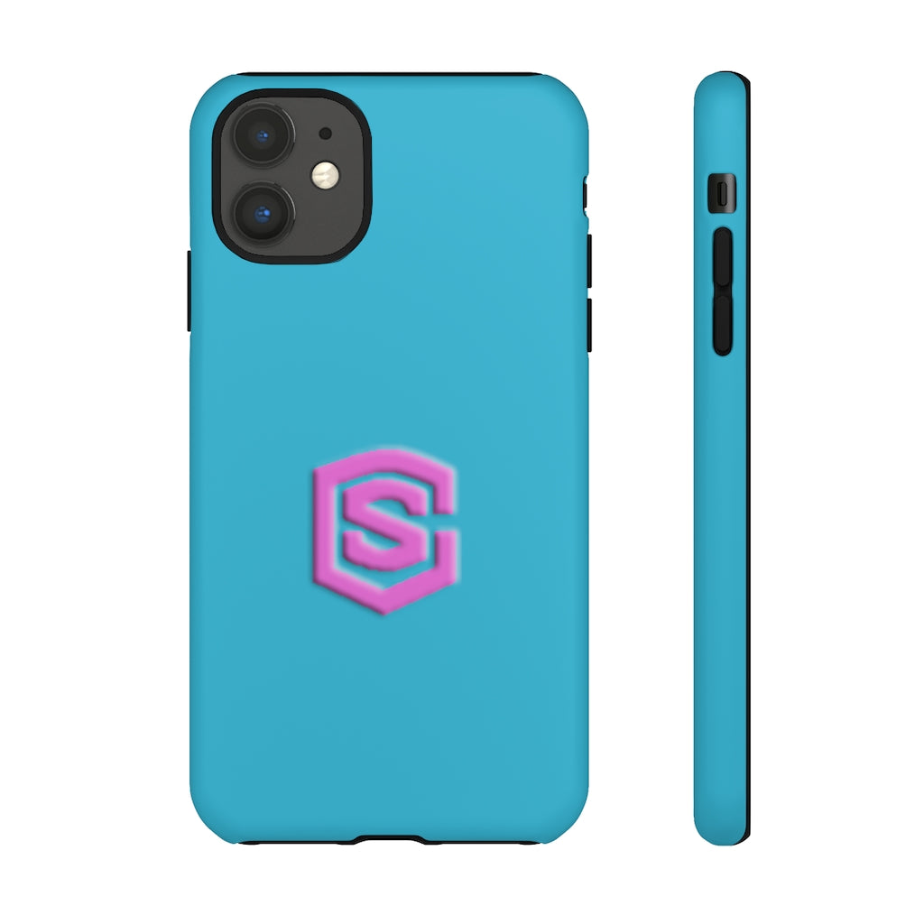 Blue Tough Cases Pink Logo