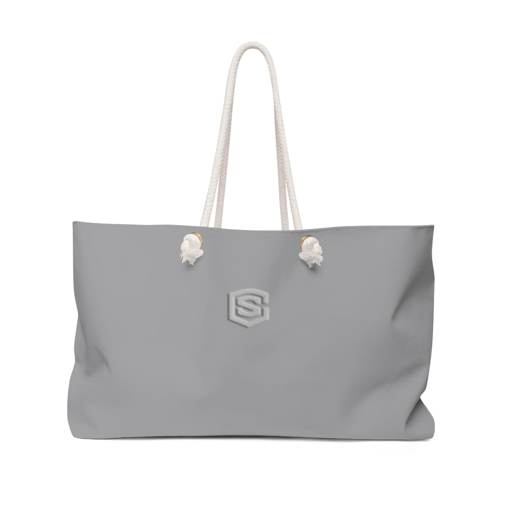 Grey Weekender Bag Silver Logo