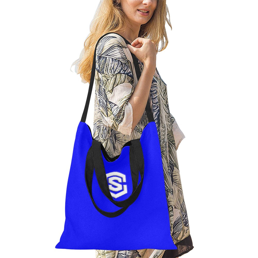 Blue All Over Print Canvas Tote Bag With White Logo All Over Print Canvas Tote Bag(Model1698)(Medium)