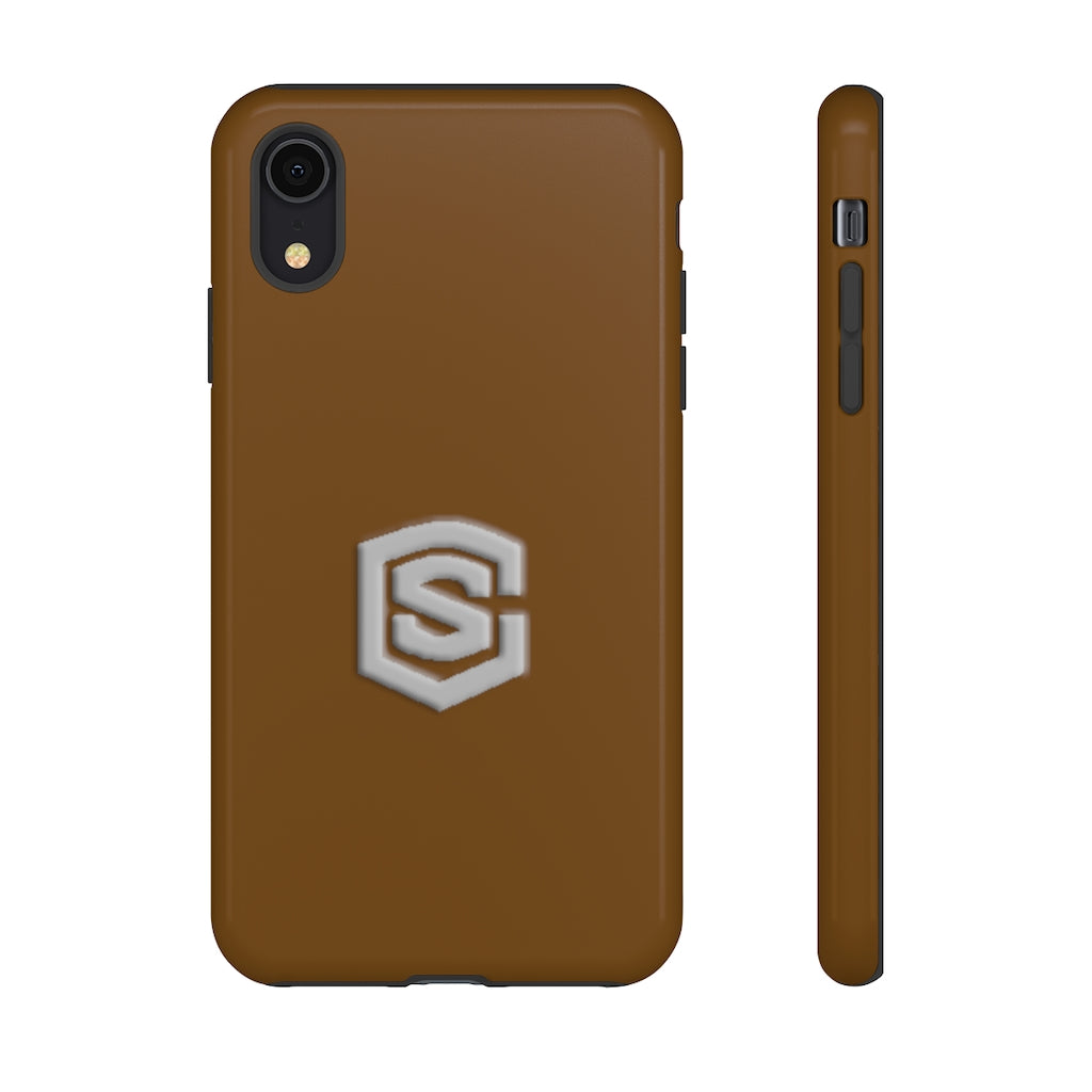 Brown Tough Cases Silver Logo