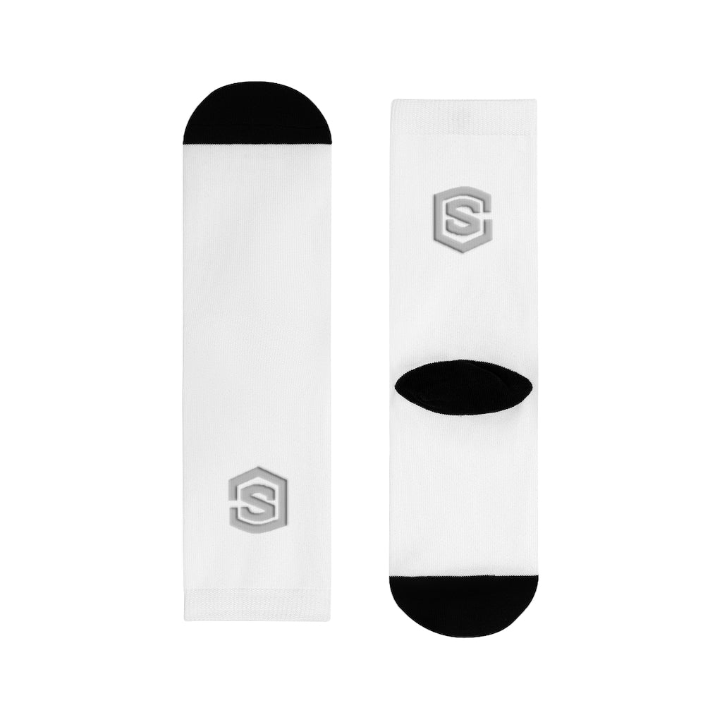 white Sublimation Crew Socks (EU) Silver Logo