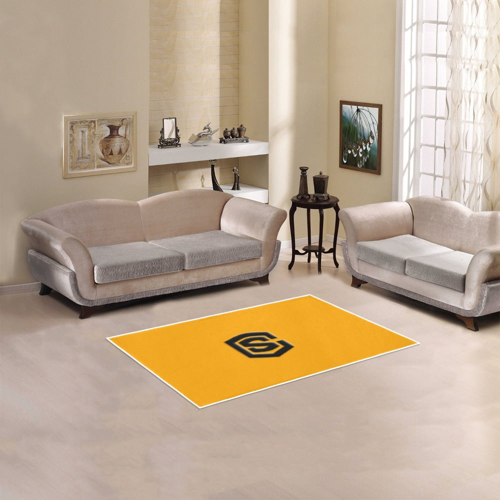 Orange Area Rug 2.6' x 1.7' with Black Logo Area Rug 2.6' x 1.7'