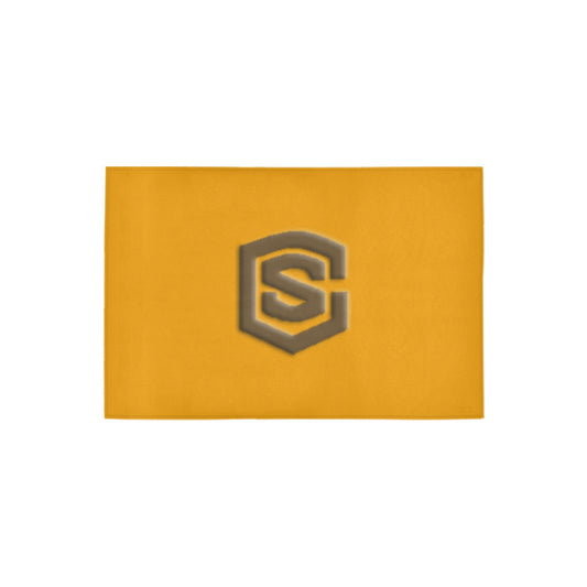 Orange Door Mat with Brown Logo Doormat 24" x 16" (Sponge Material)