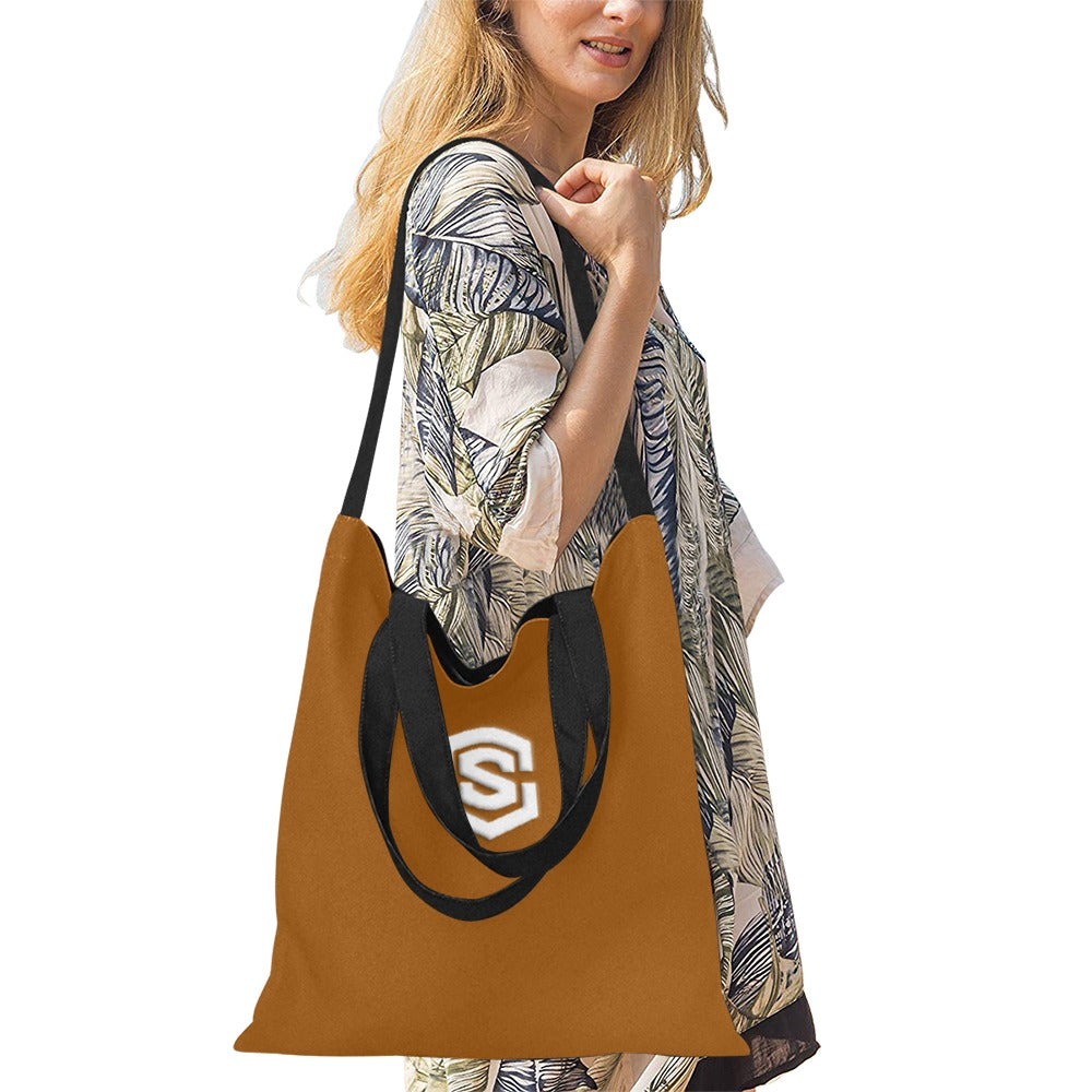 Brown All Over Print Canvas Tote Bag With White Logo All Over Print Canvas Tote Bag(Model1698)(Medium)