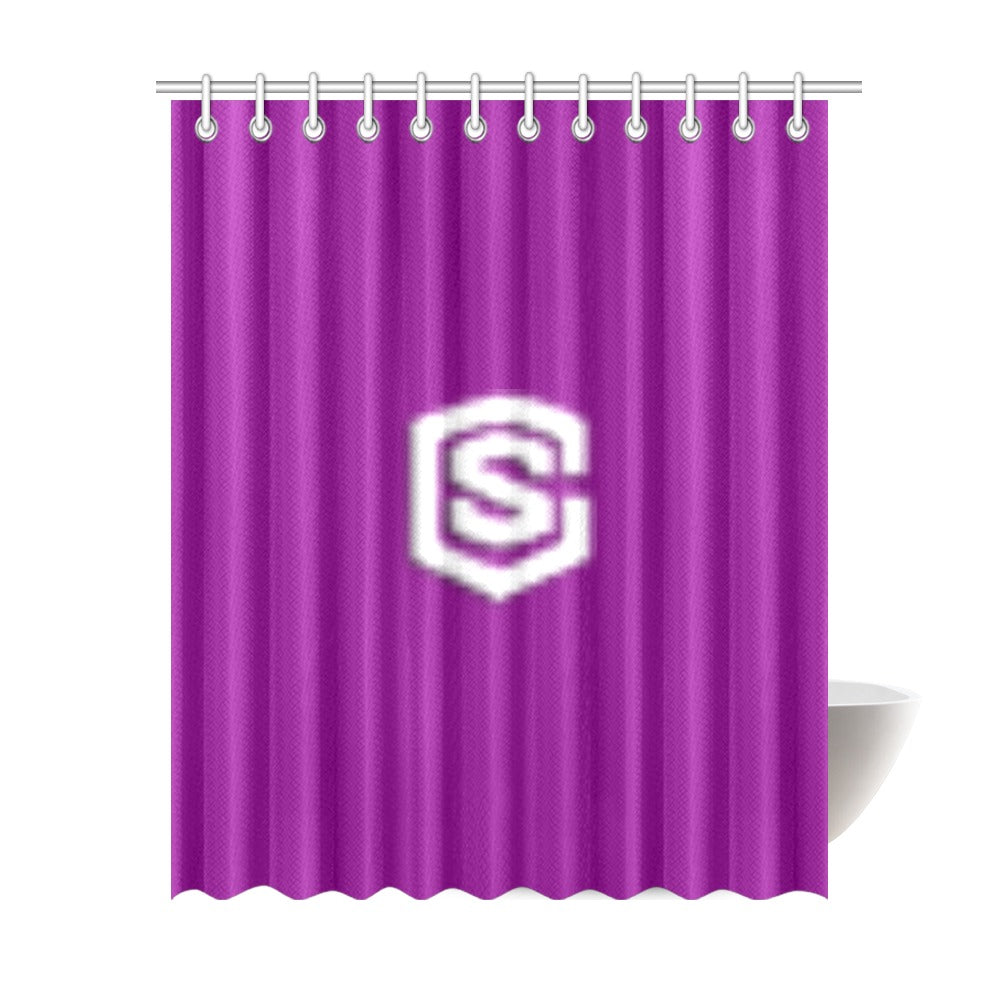 Purple Shower Curtain 69"x84" with White Logo Shower Curtain 69"x84"