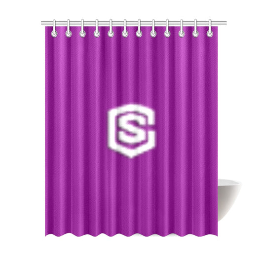Purple Shower Curtain 69"x84" with White Logo Shower Curtain 69"x84"