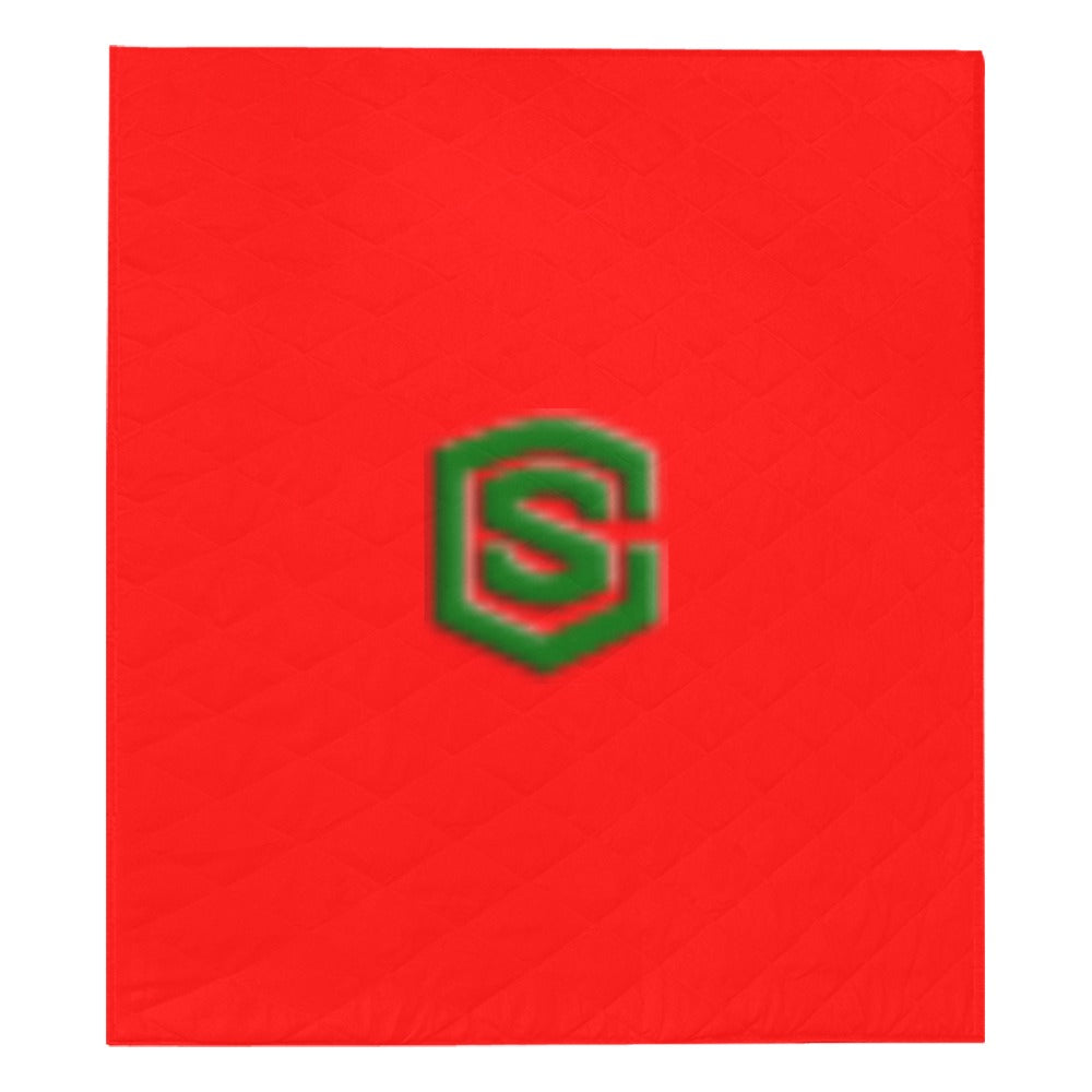 Red Quilt with Green Logo Custom Quilt  70" x 80"